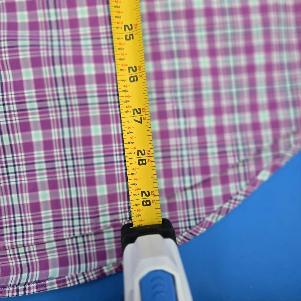 Ralph‎ Lauren Polo Mens Button Down  L/S Shirt Plaid Purple Green 16.5 32/33